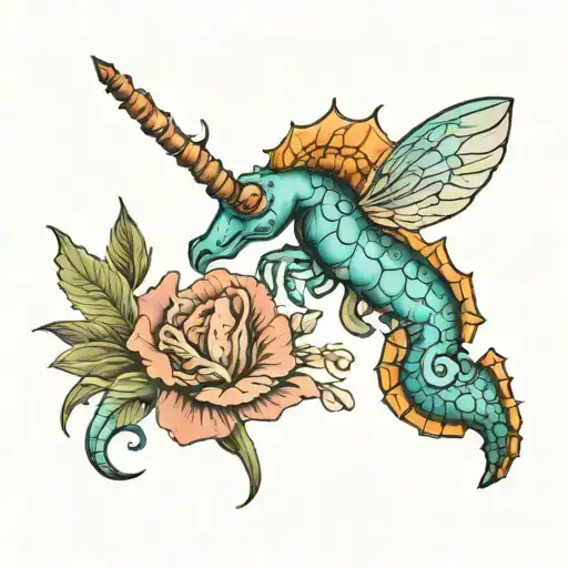 Seahorse And Dragonfly