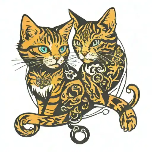 Cat Sitting Together Between Them An Infinite Logo