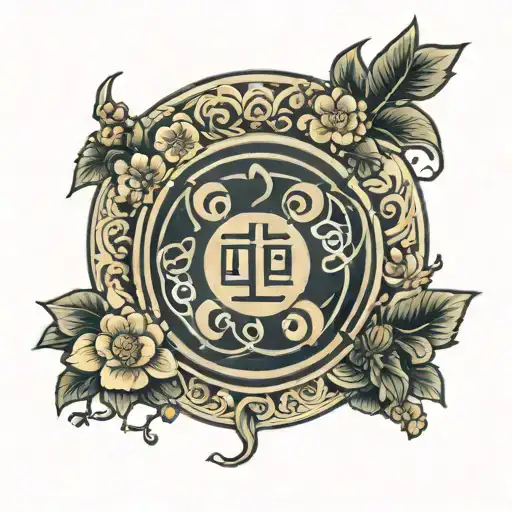 The Oda Clan Symbol Surrounded By Multiple Japanese Quince