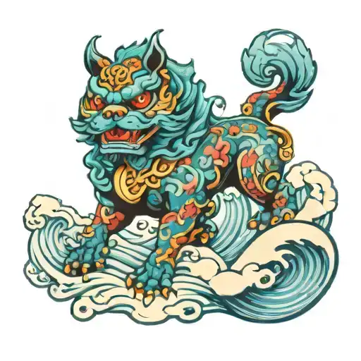 Foo Dog With Trippy Lsd Waves