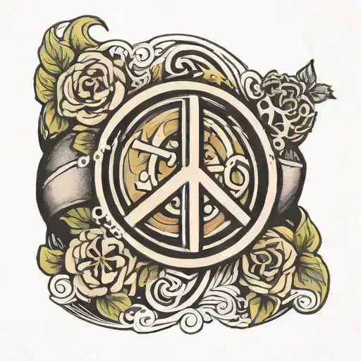 Ring Tattoo With Peace Symbol