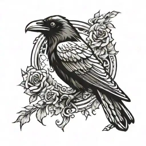 Raven Traditional Tattoo Design