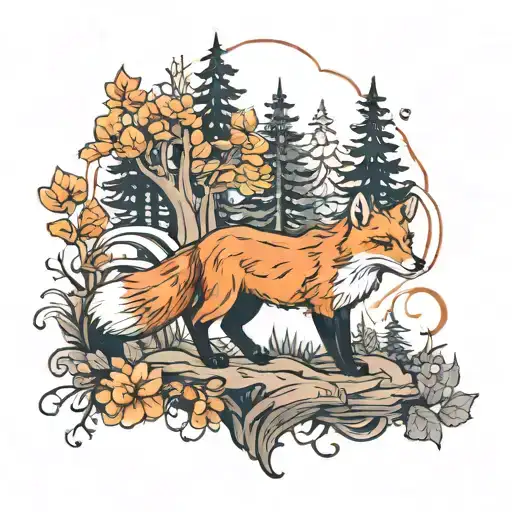 Fox In Forest Scene