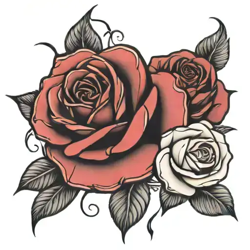 Rose Lines To The Arms Right And Left