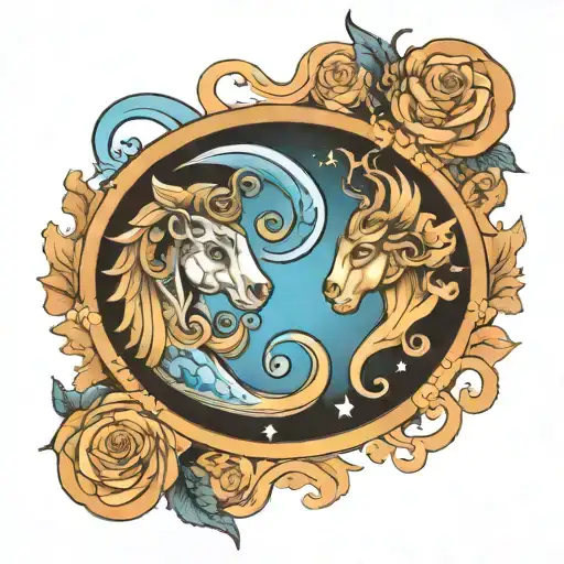 Aries Aquarius Virgo Symbols Black And White