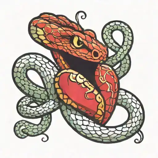 Hypnotic Snake Wrapped Around A Heart