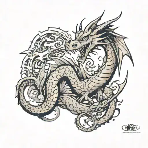 A Dragon Symbolizing Survival And Strength On The Left Peck