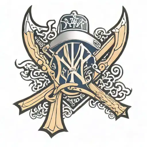 New York Yankee Logo Tattoo Design With An 8 Behind It