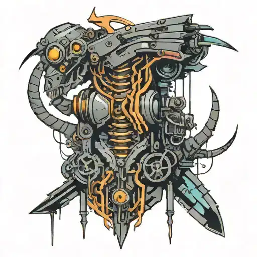 Cyberpunk Spine Tattoo Design