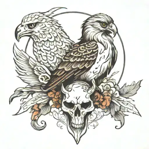 A Hawk And Horse Skull