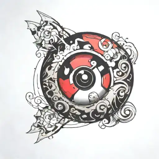 Half Open Pokeball Where You Can See The Eyes Of A Pokemon