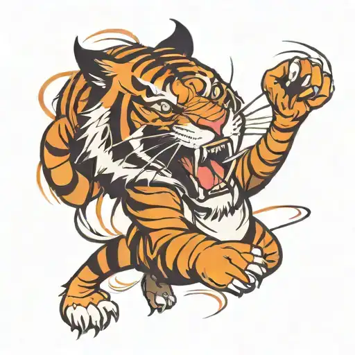 Angry Tiger Swiping Its Claws