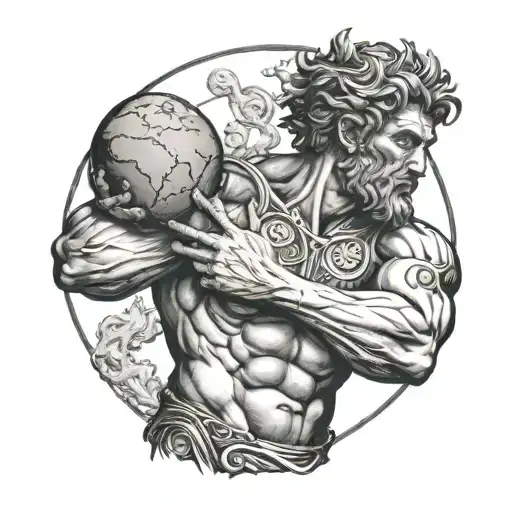 Greek Titan Atlas Holding The Earth Black And White Realism For Deltoid And Upper Bicep