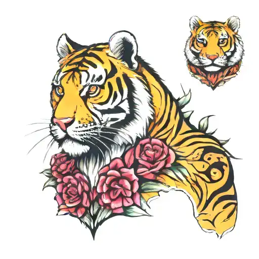 Tiger Print On Chest And Shoulder