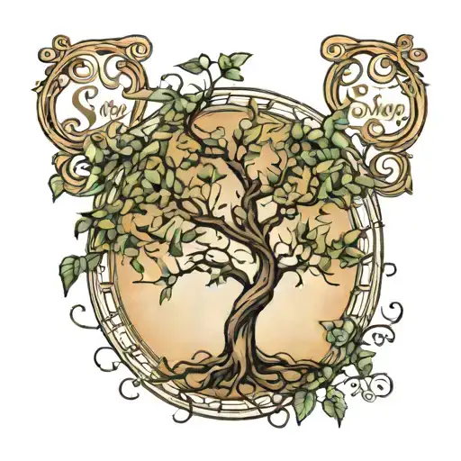 Small Mini Tree With Hanging Vine Of Names Serenity Skye Written Vertically