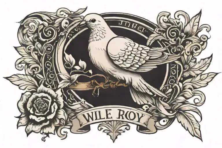 Dove With Banner In Its Mouth That Says W Illie Roy