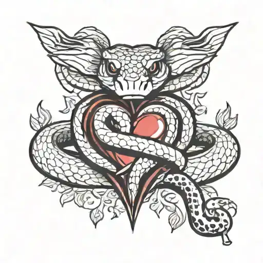 Snake Protecting A Heart