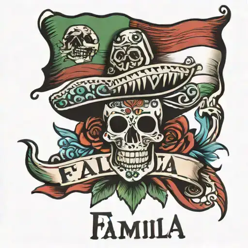 Mexican Flag And Saying Familia