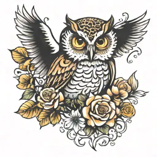 Flowers And Owl