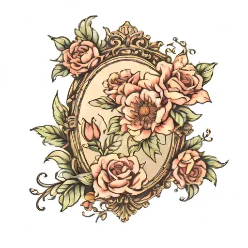 Antique Mirror And Flowers