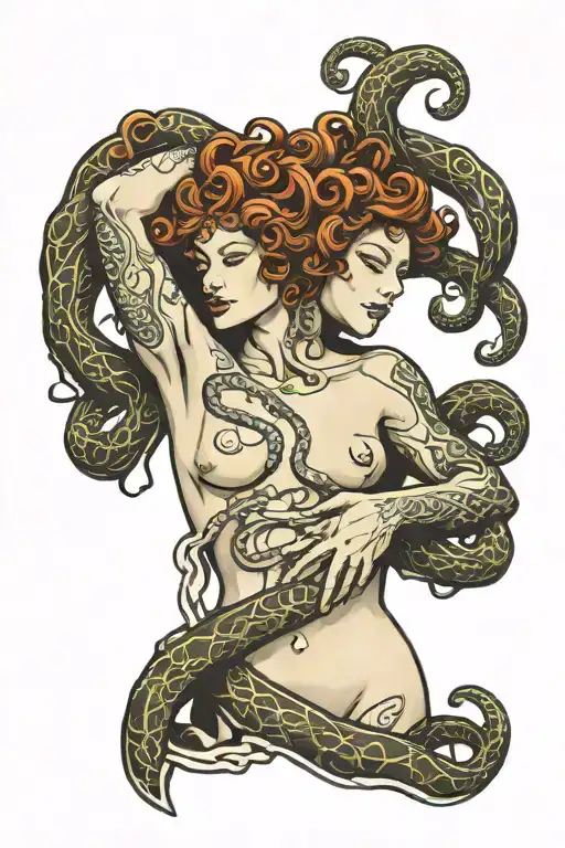 Medusa Torso Hugging Itself Surrounded