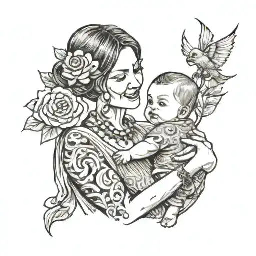 Mother And Baby Boy Holding