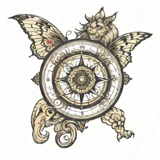 Lion Butterfly Compass Sleeve