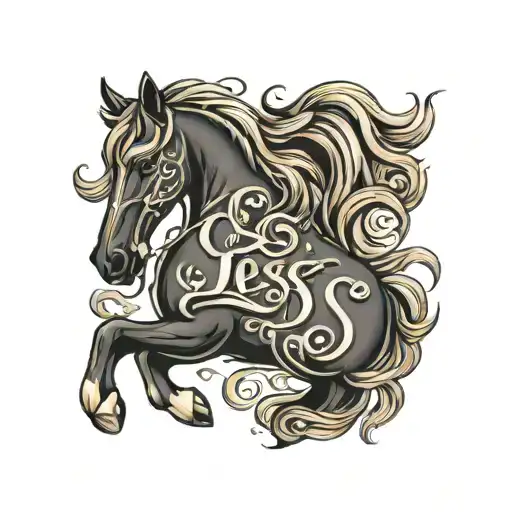 Horse Made From The Word Jess In Cursive Font No Extra Detail
