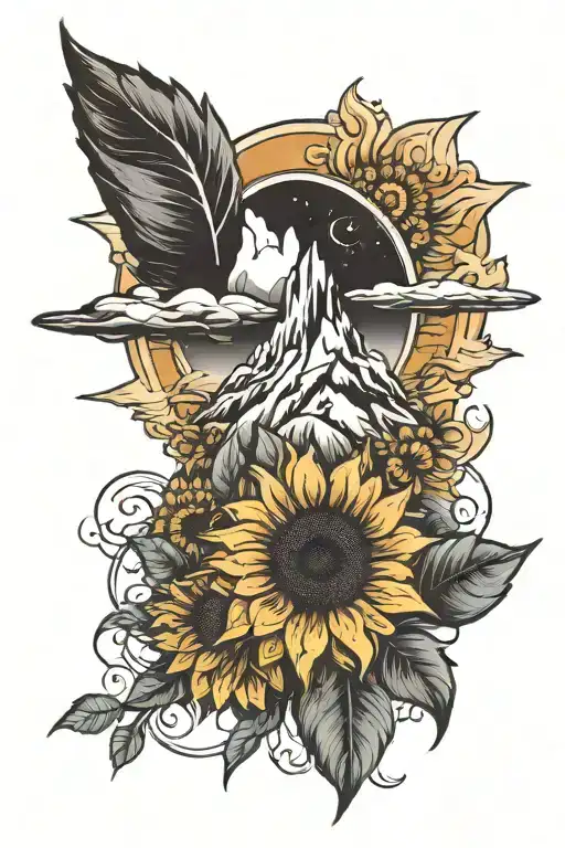 Mountain With Sunflower On Top