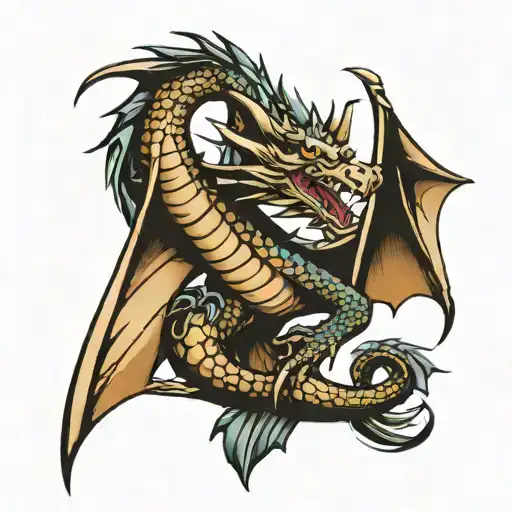 Dragon In Flight With A Dagger Tail