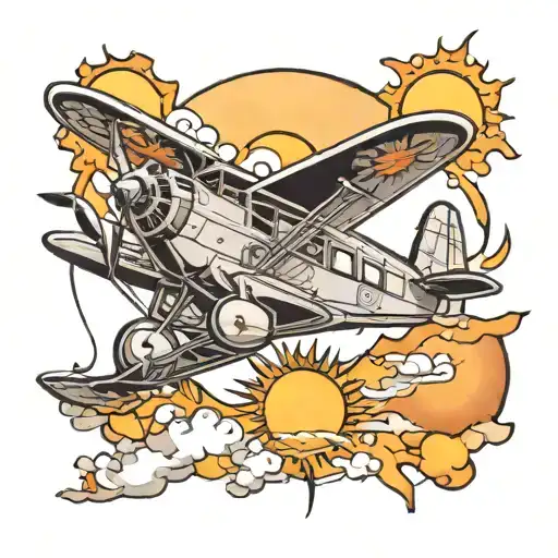 Sun And Plane With New York City