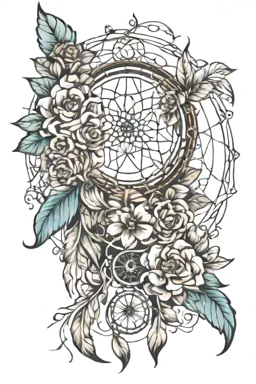Birth Flowers With Dream Catcher Entangled