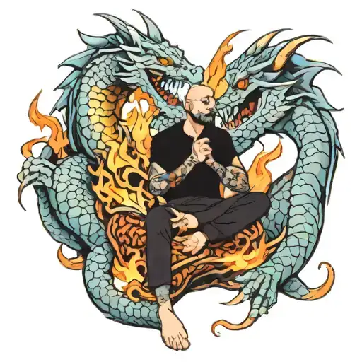 Lutgy Sitting On Dragon Breathing Fire