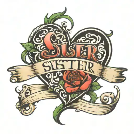 The Word Sister With Heart In Between Each Letter