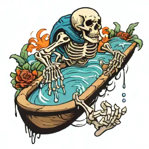Skeleton Diving Into A Pool