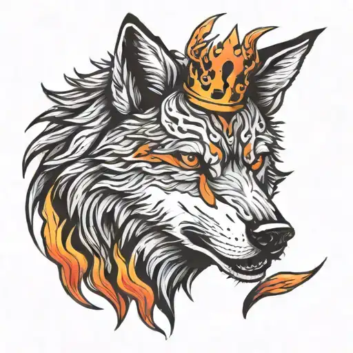 Alpha Wolf With Fire Crown