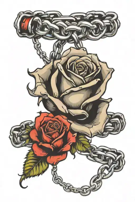Chain Wrapping Around A Dead Rose Intertwined