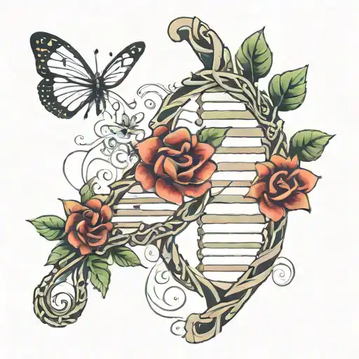 Dna Strand With Flowers From My Ancestors