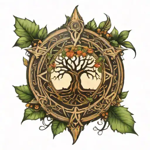 Viking Tree Of Life With Viking Compass