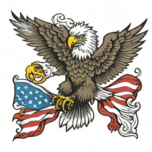 Eagle Outline With 13 Coloine Flag