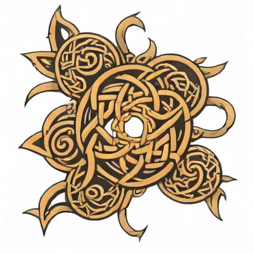 Celtic Knotwork Design Incorporating Elements Of Ireland And Norway