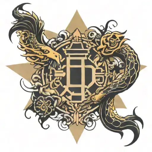 Chinese Memorial With Symbols Intertwined