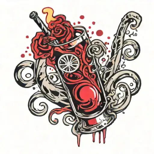 A Glass Of Red Soda Half Empty Space