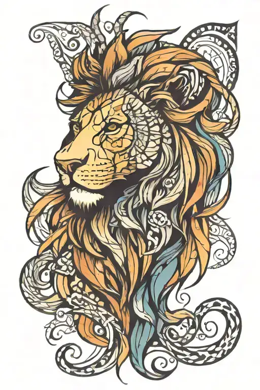Half Head Lion Geometric