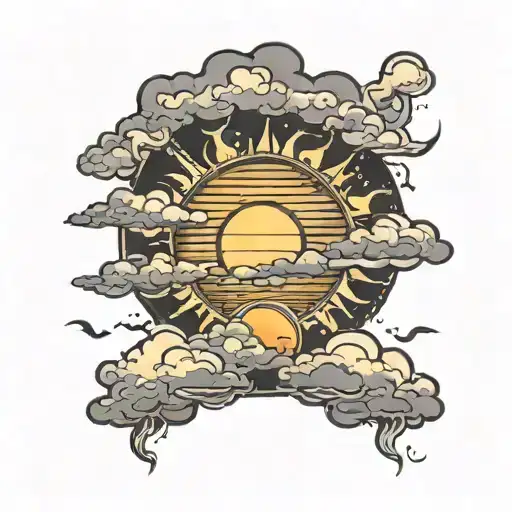 A Sun Rising Through The Clouds