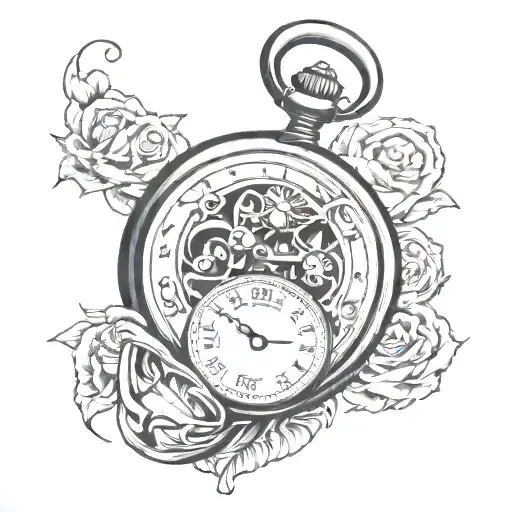 Black And Grey Pocket Watch With Time Of Two Thirty