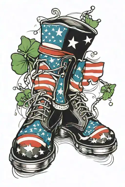 American Flag And Clown Shoes And Shamrock