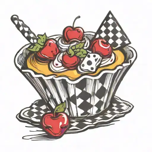Checkered Bel Air Mirror Dice Cupcake With Cherry