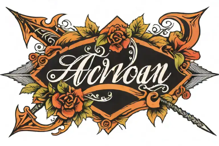 A Cursive Aidan Inside An Arrow Design