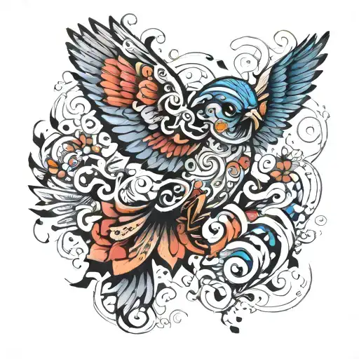 Flying Bird Made Out Of Words